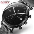 OLEVS Luxusmarke Männer Mesh Stahl Armbanduhr Mode Casual Quarzuhr Für Männer Datum Zifferblatt Gangreserve Sportuhr Herren